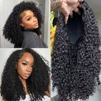 250% Half Wigs Human Hair Afro Kinky Curly Headband Wig Upgrade 3 IN 1 Half Wig With Drawstring Seamless Clip Ins Flip Over | AliExpress (US)