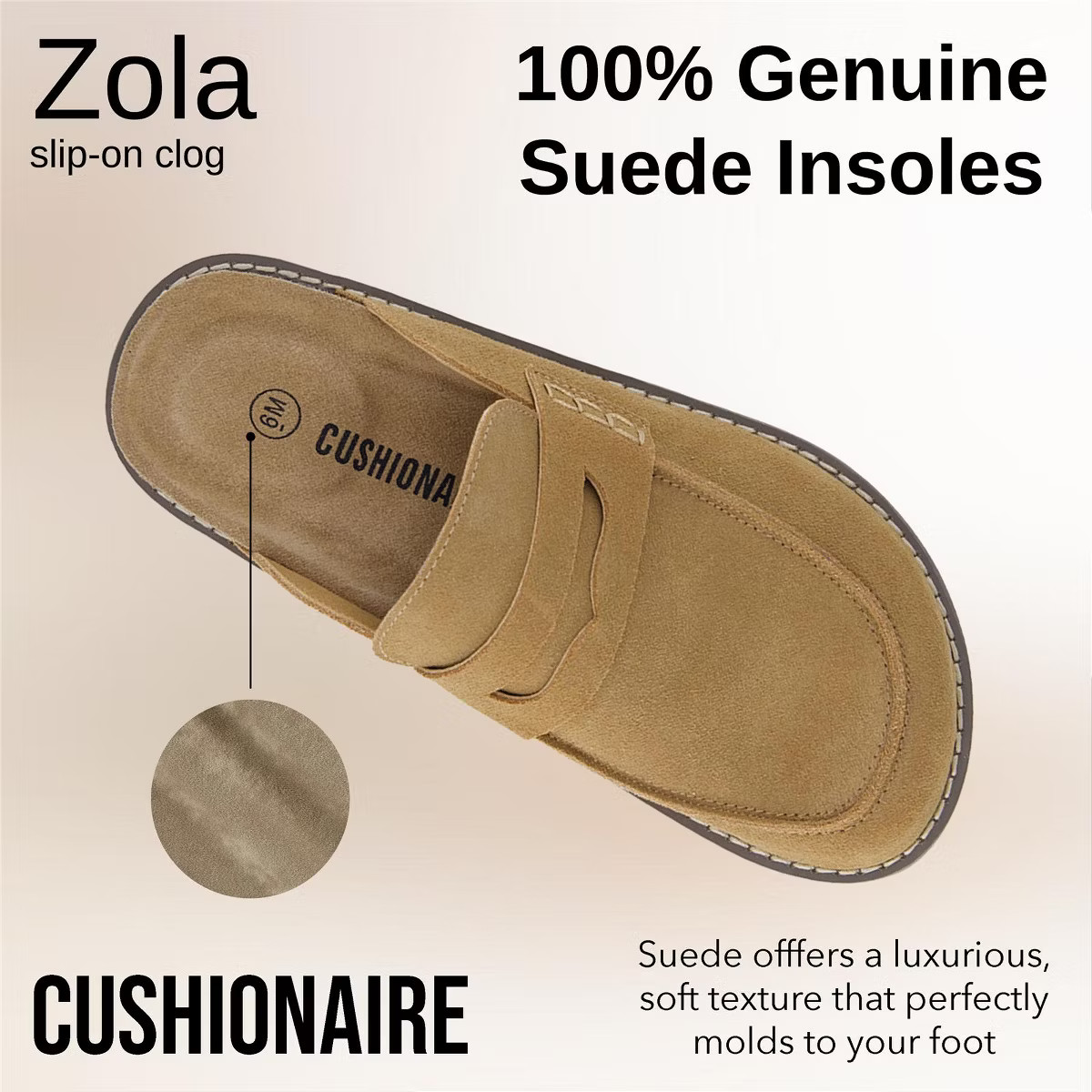CUSHIONAIRE Zola Women’s Penny Clog Mule – Suede Slip-On with Memory Foam, Cork Footbed & Fle... | Target