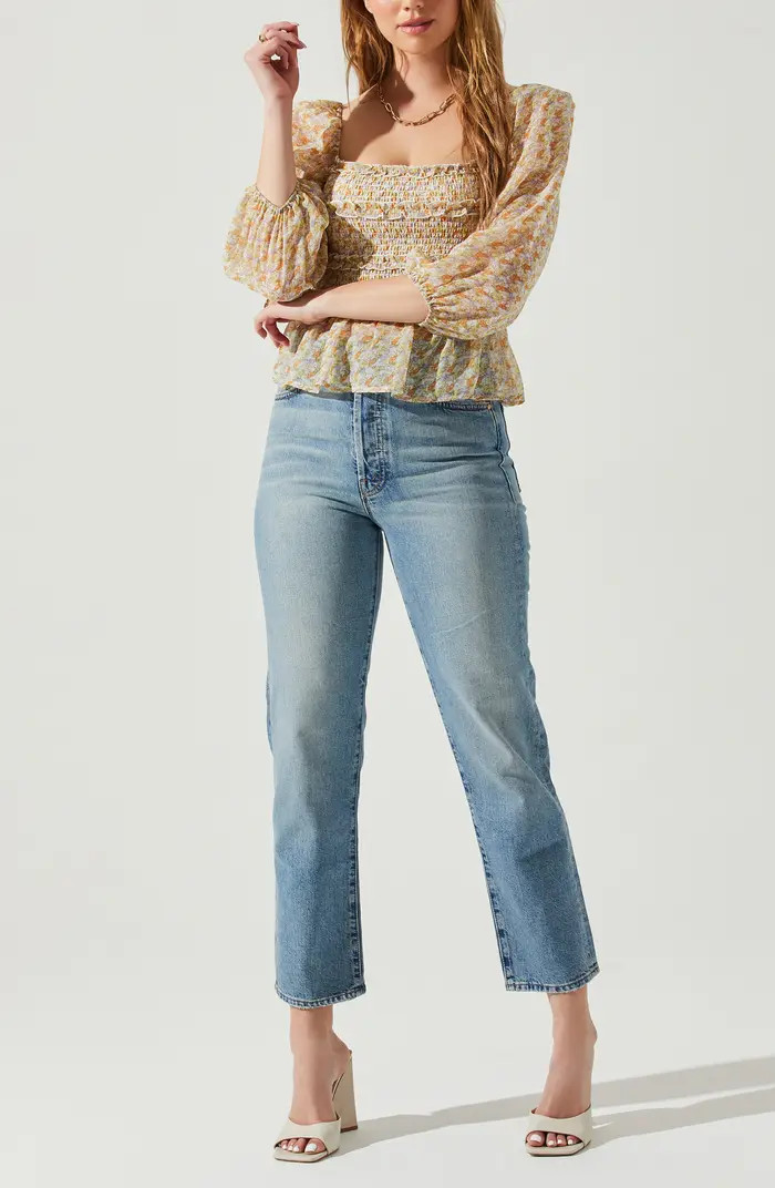 Floral Smocked Peplum Top | Nordstrom