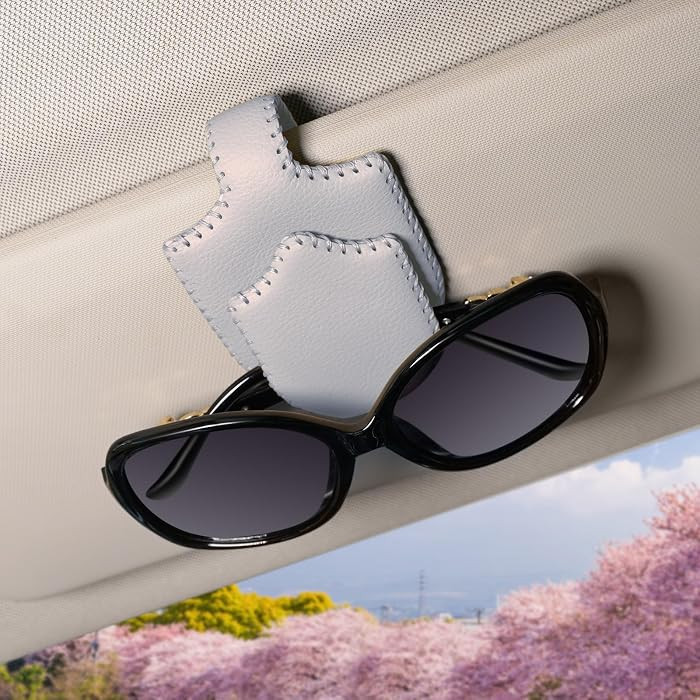 AMVOYOA Sunglass Holder for Car \uff0cHand Sewn Leather Sunglasses Clips for Car Visor \uff0cUniv... | Amazon (US)