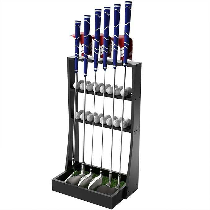 Golf Club Holder, Golf Putter Stand for 36 Balls Tray Storage & 6 Clubs & 3 Head Covers, Display ... | Amazon (US)