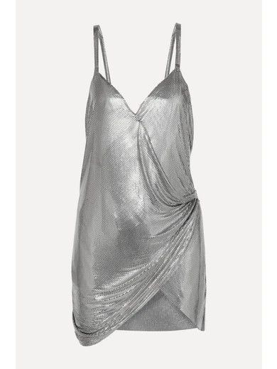 Fannie Schiavoni - Iza Chainmail Wrap Mini Dress - Silver | NET-A-PORTER (US)