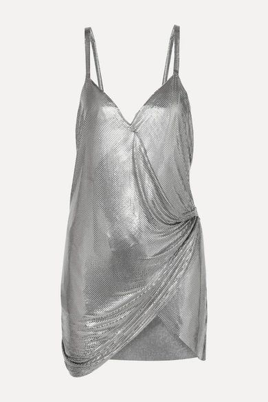 Fannie Schiavoni - Iza Chainmail Wrap Mini Dress - Silver | NET-A-PORTER (US)