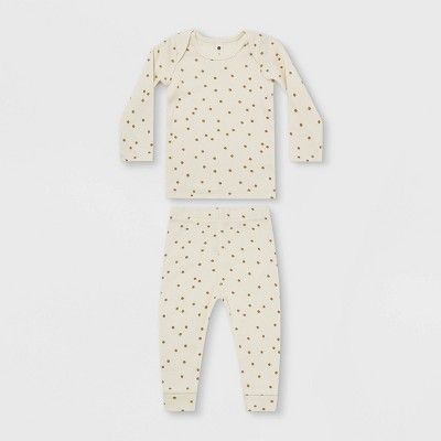 Q by Quincy Mae Baby 2pc Honey Dots Top & Bottom Set - Honey/Natural | Target