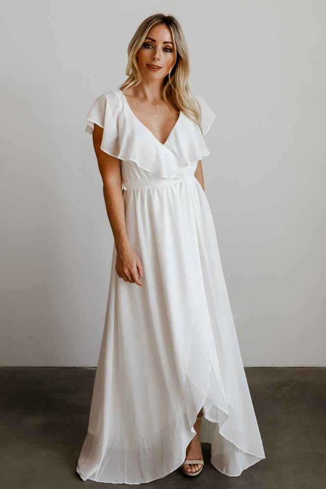 Katya White Ruffle Maxi Dress | Baltic Born