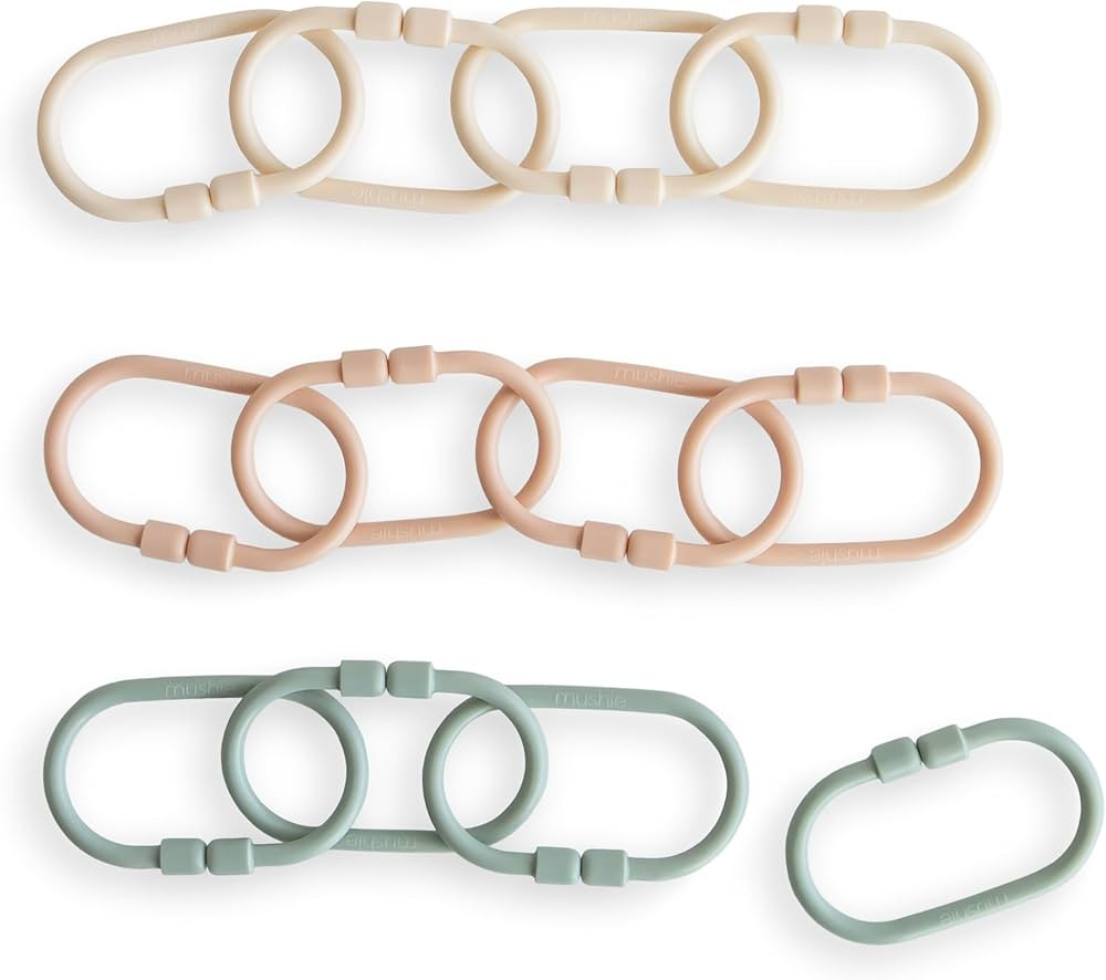 mushie Baby Chain Link Rings Toy 12-Count | Multiuse Car Seat Stroller Connecting Toy (Shifting S... | Amazon (US)