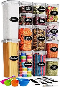 Airtight Food Storage Containers with Lids 14 PC - Plastic Kitchen Storage Containers for Pantry ... | Amazon (US)