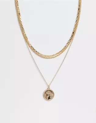 Pieces multi row coin necklace | ASOS US