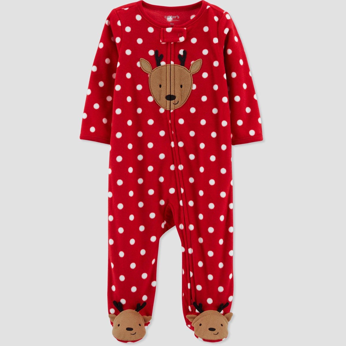 Carter's Just One You®️ Baby Girls' Dot Reindeer Fleece Fleece Footed Pajama | Target