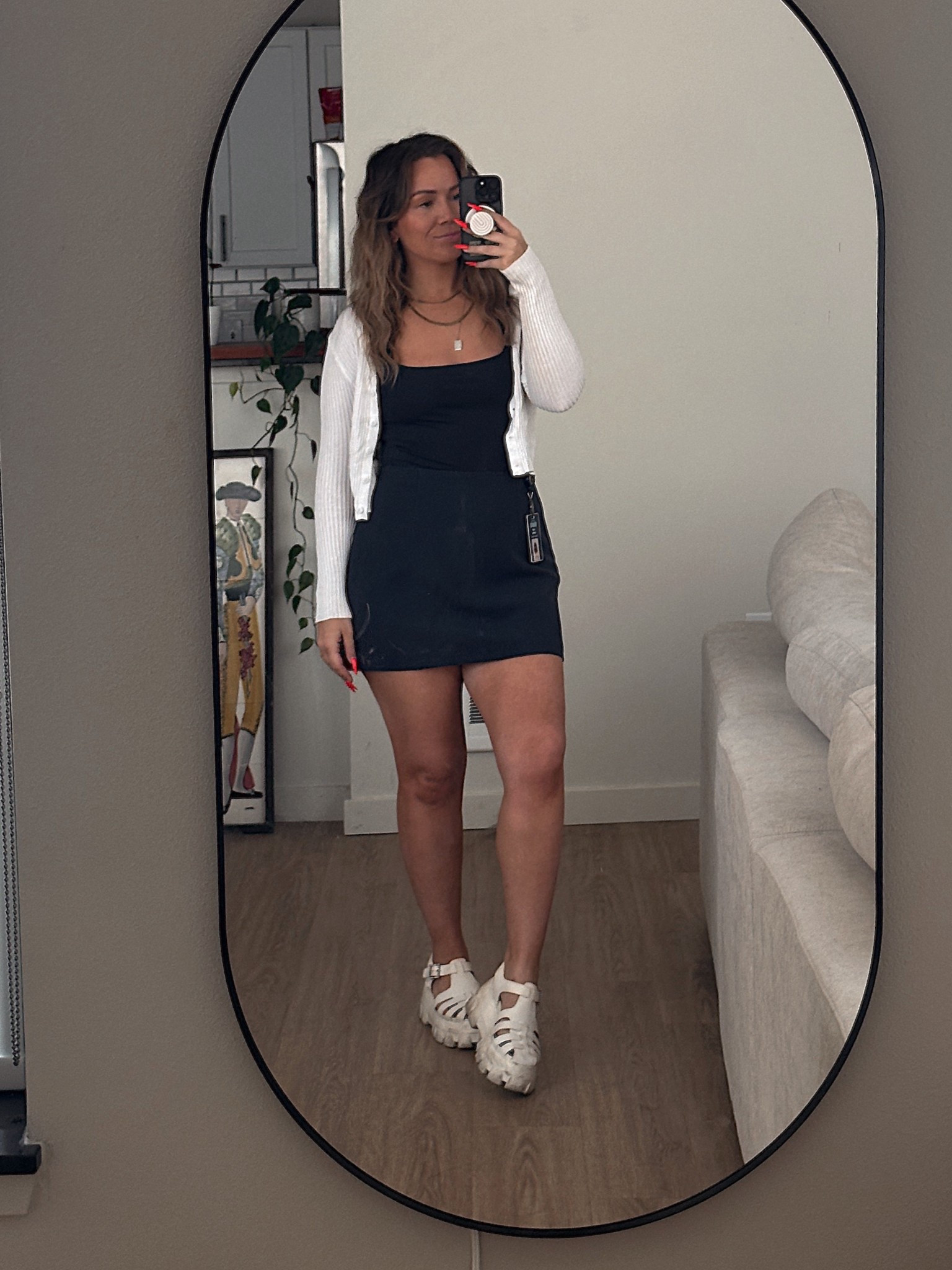 bodysuit - aritzia 
skirt - abercrombie 
sweater - shein
sandals - circus 