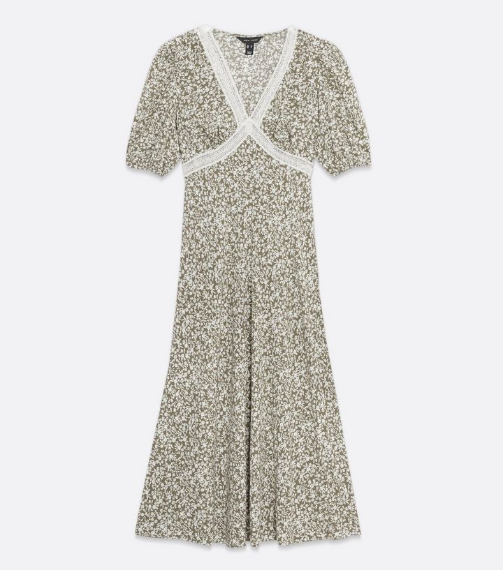 Green Ditsy Floral Lace Trim Midi Dress
						
						Add to Saved Items
						Remove from Saved I... | New Look (UK)
