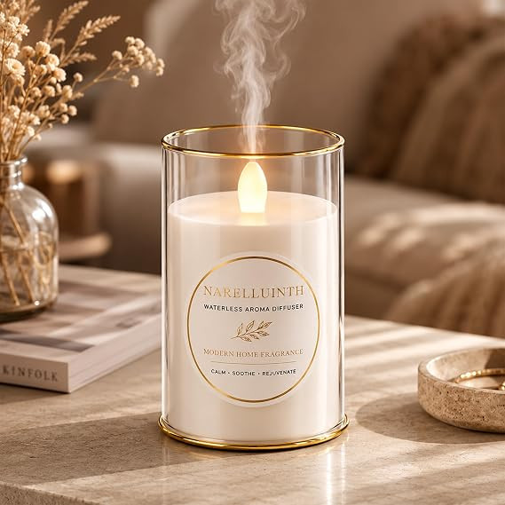 NRL Waterless Glass Essential Oil Diffuser, Quiet Flameless Candle Diffuser | Amazon (US)