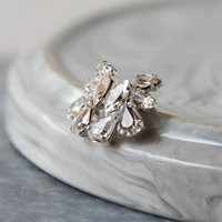 Silver Swarovski Crystal Bridal Earrings, Clusters, Wedding Stud Rhinestone Boho Earrings | Etsy (US)