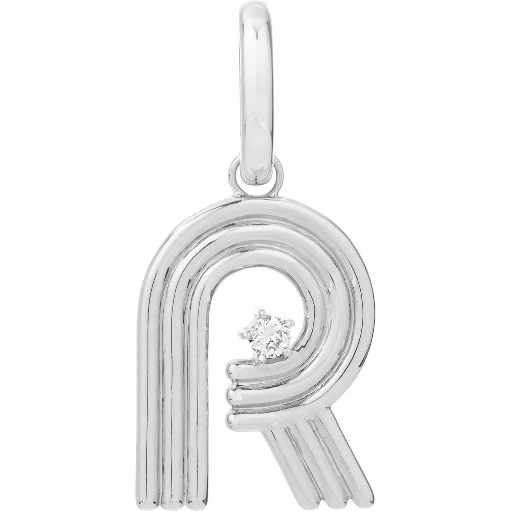 Adina Reyter Groovy Initial Diamond Pendant Charm in Silver - R at Nordstrom | Nordstrom