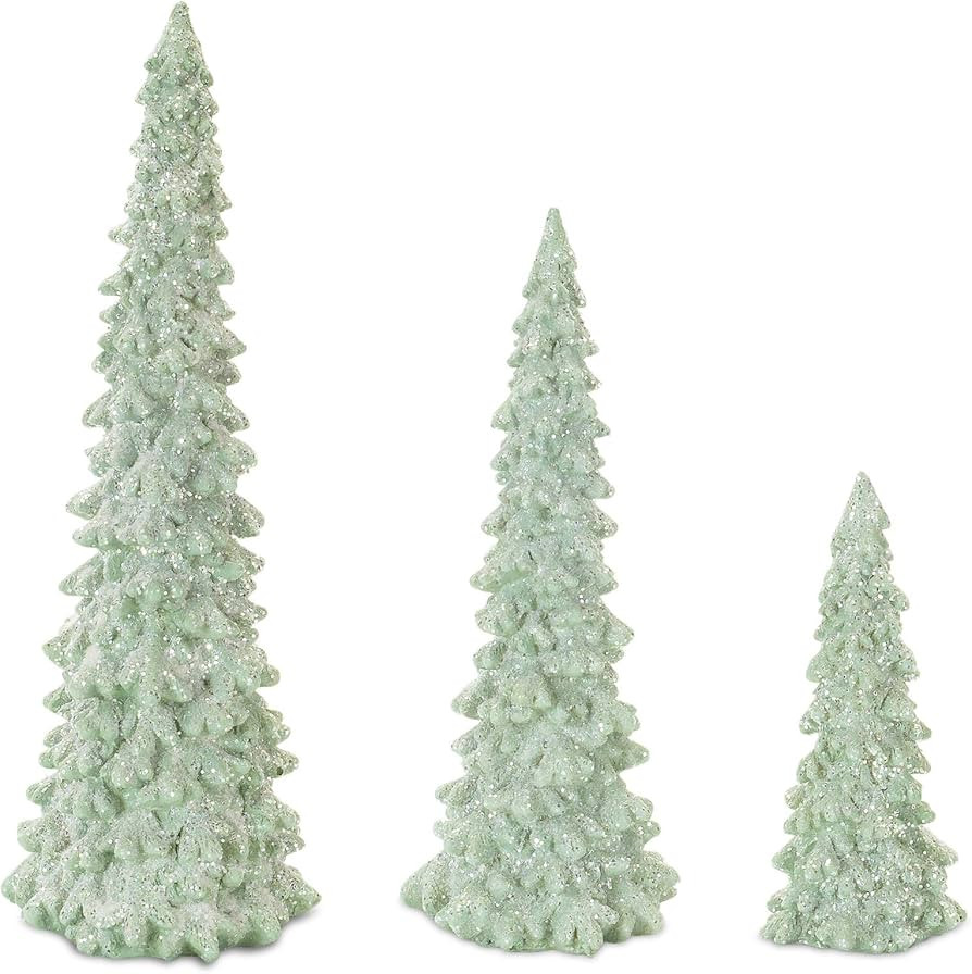Tree Festive Green 12 inch Resin Stone Christmas Holiday Figurines Set of 3 | Amazon (US)