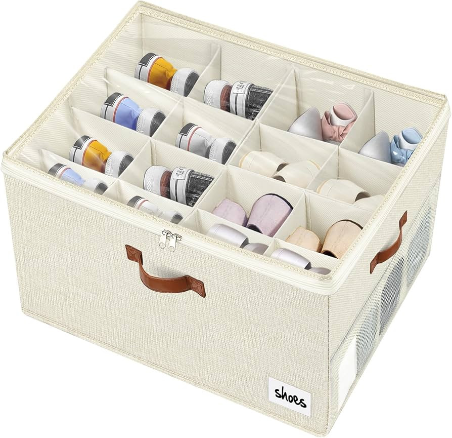 Shoe Organizer for Closet, 16 Pairs- Large Shoe Box Storage Containers,Fabric Foldable Shoe Stora... | Amazon (CA)