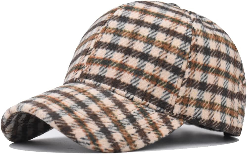 Unisex Fall Winter Plaid Print Baseball Caps Adjustable Checked Print Dad Hat Trucker Hats for Men Women Outdoor | Amazon (US)