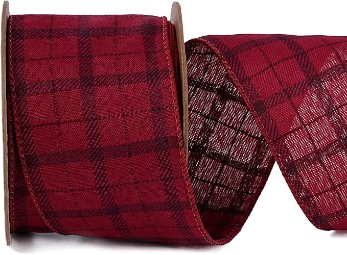 LaRibbons Black and Red Plaid Ribbon Wired 2.5 Inch x 10 Yards Christmas Wired Ribbon for Xmas Tr... | Amazon (US)