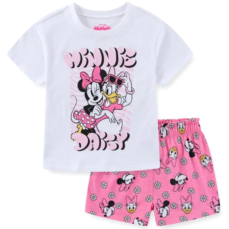 Disney Minnie Mouse Daisy Duck Short Sleeve T-Shirt and Shorts Set (Girls), 2 Piece Set, Sizes 2T... | Walmart (US)