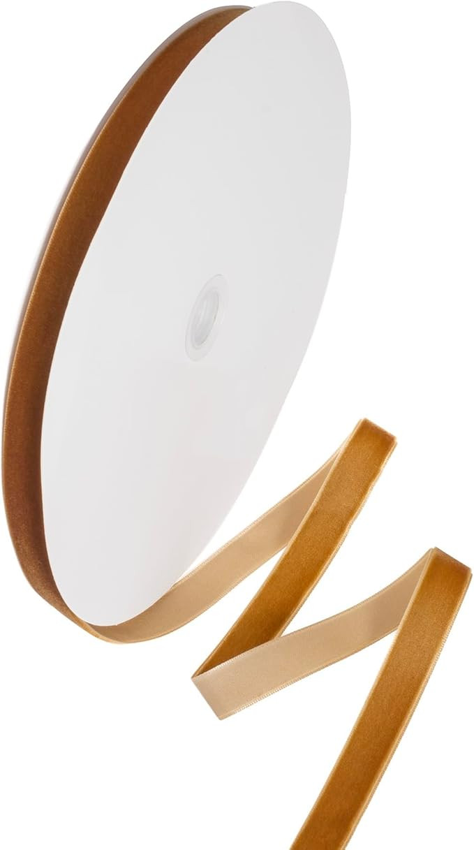 Golden Brown Velvet Ribbon, 5/8 inch x 25 Yards, Ideal for Choker, Gift Wrapping, Crafts, and Dec... | Amazon (US)