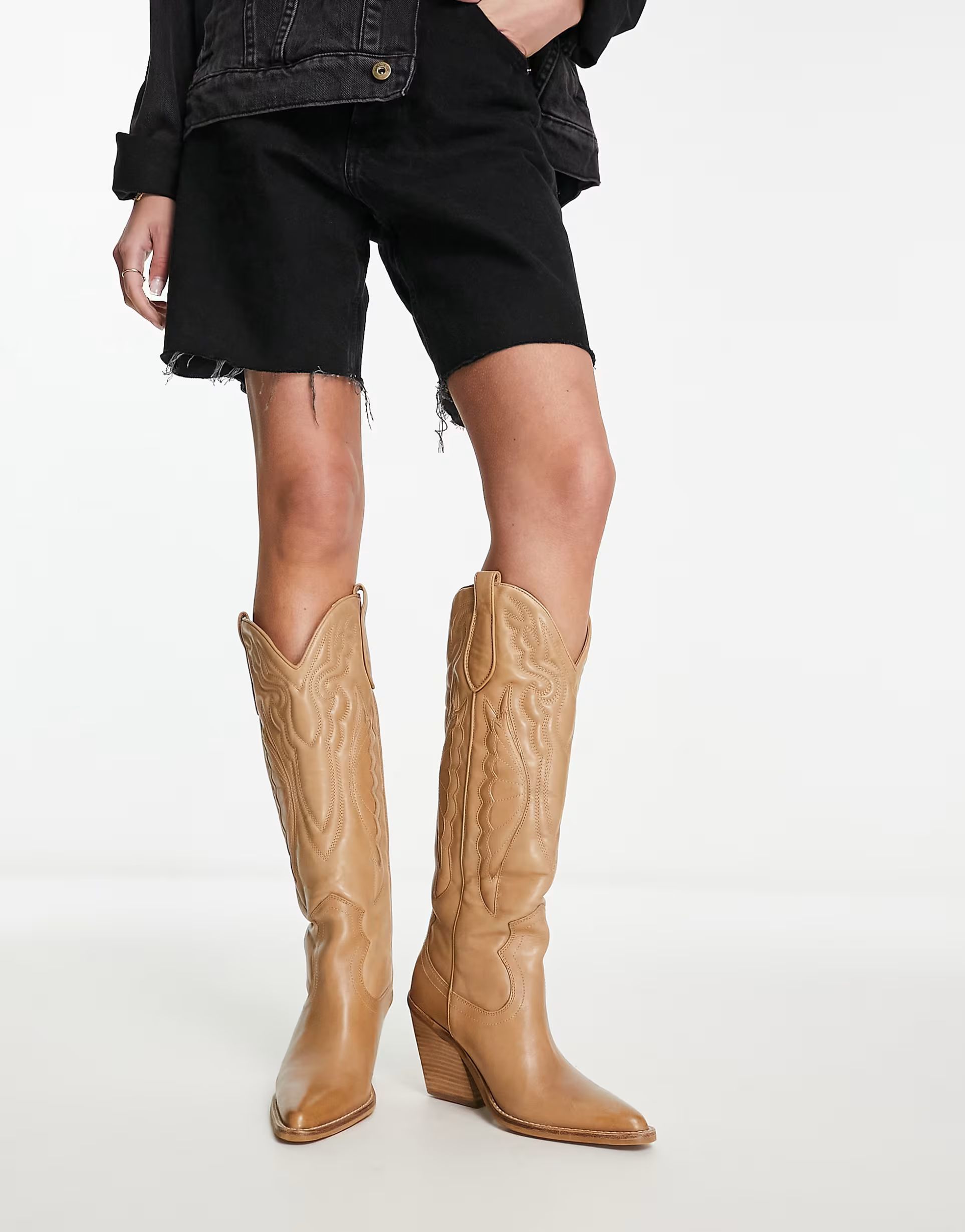 Bronx New Kole western knee boots in camel leather | ASOS (Global)