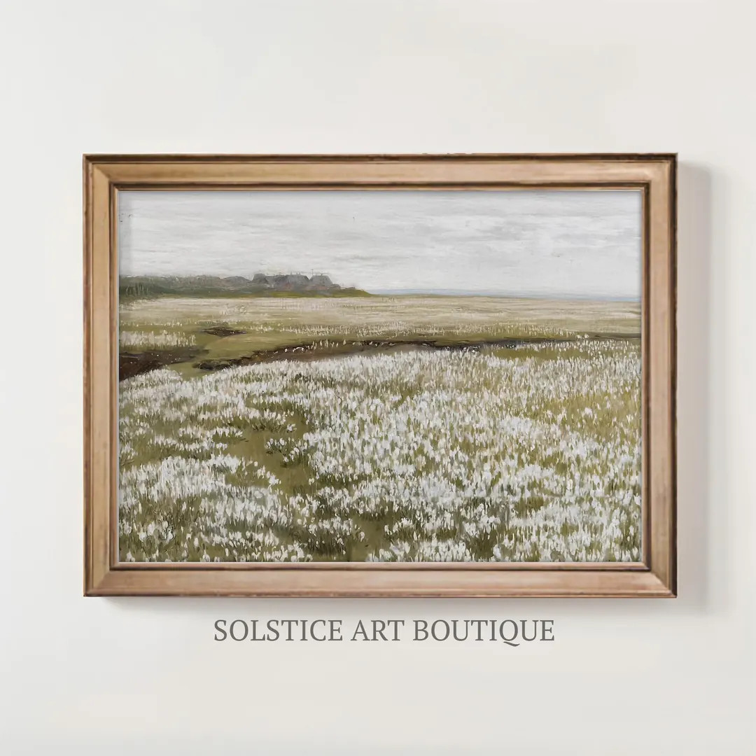 Printable Wildflower Field Vintage Spring Landscape Wall Art Country Field Antique Farmhouse Prin... | Etsy (US)