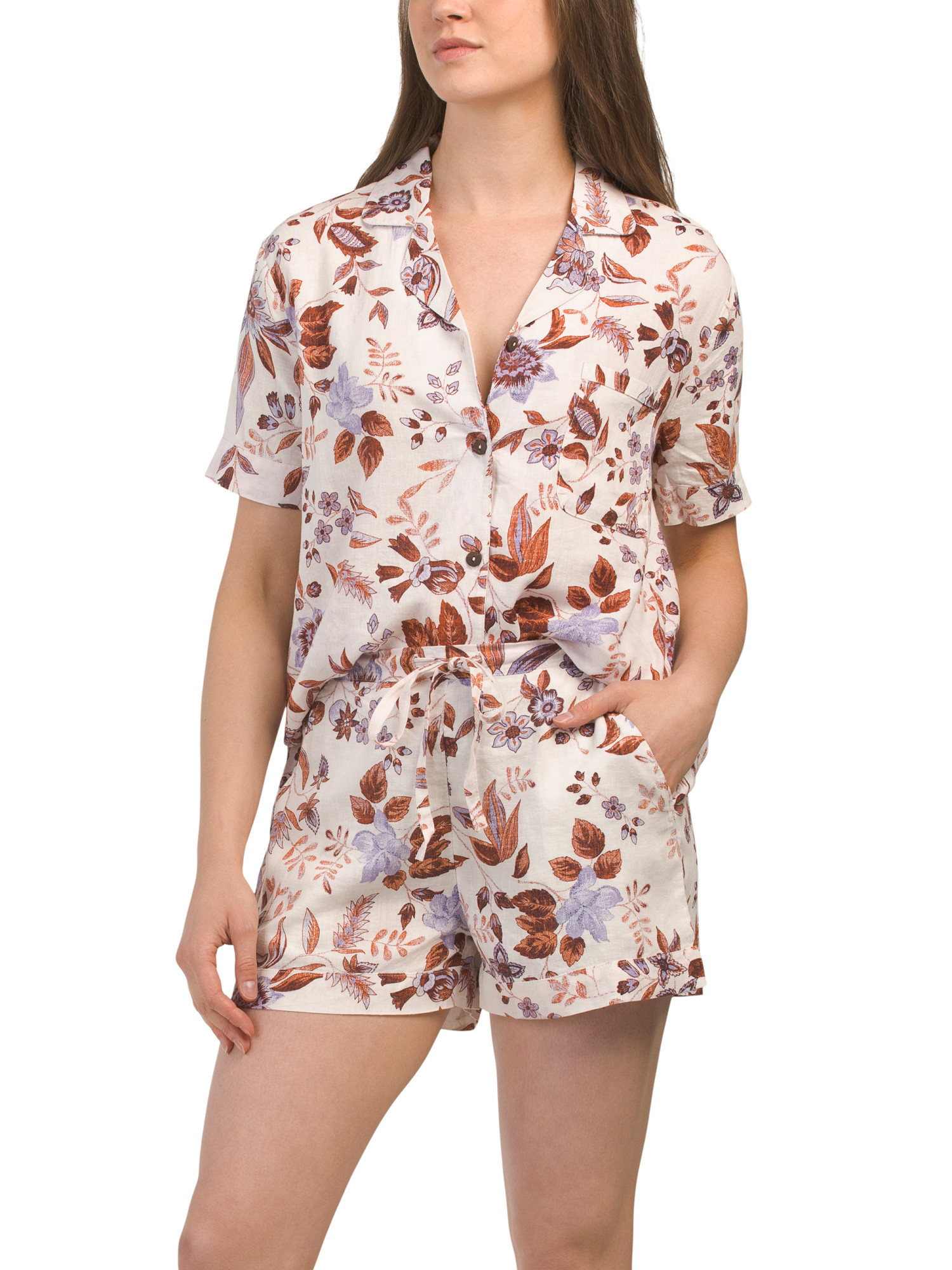 Floral Linen Blend Shorts Set | Marshalls