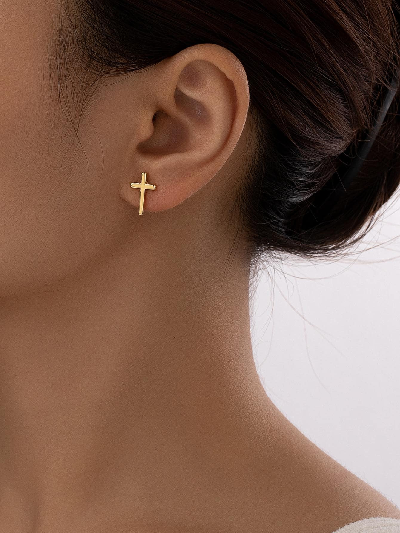 Cross Decor Stud Earrings | SHEIN USA | SHEIN