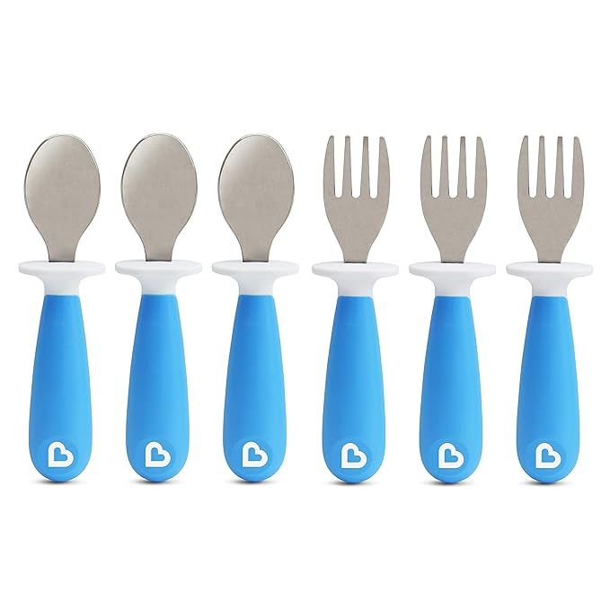 Munchkin 6 Count Raise Toddler Forks and Spoons, Blue, 12+ | Amazon (US)