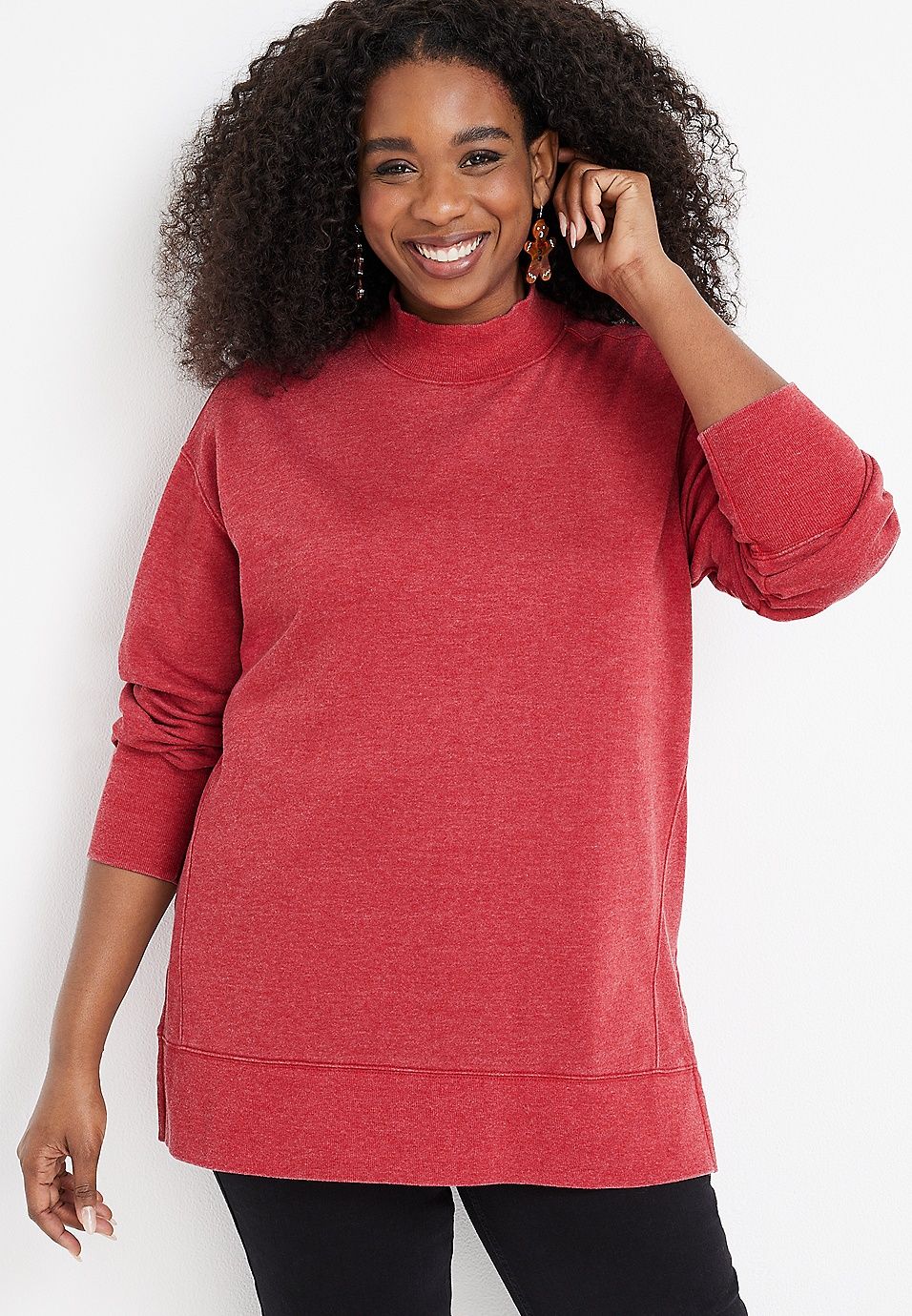 Plus Size Willowsoft Funnel Neck Fleece Sweatshirt | Maurices
