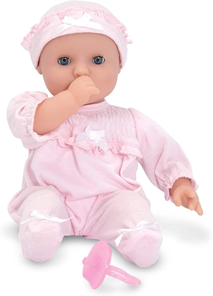 Amazon.com: Melissa & Doug Mine to Love Jenna 12" Soft Body Baby Doll With Romper, Hat - Washable... | Amazon (US)