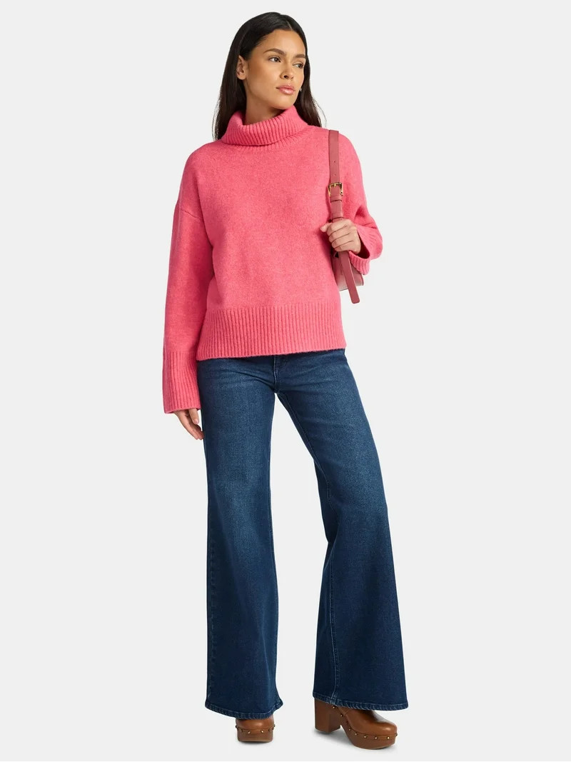 Time and Tru Women's Chunky Turtleneck Pullover Sweater with Long Sleeves, Mid-weight, Sizes XS-X... | Walmart (US)