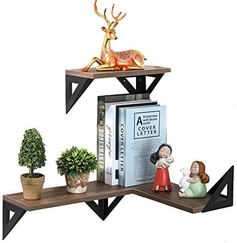 Floating Shelves Suspension Frame Wall Mounted Set of 3, Rustic Wood Wall Shelves, Storage Shelve... | Amazon (US)