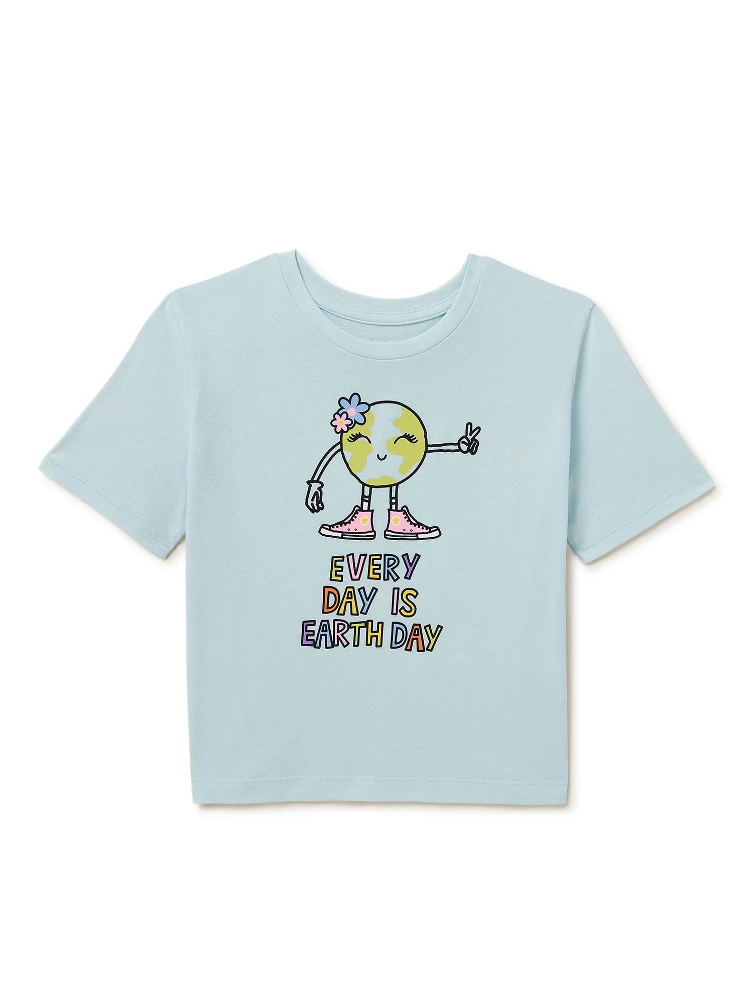 Way To Celebrate Girls Short Sleeve Earth Day Tee, Sizes 4-18 | Walmart (US)