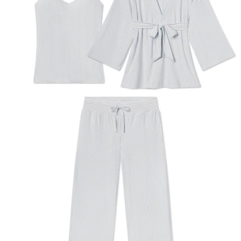 Maternity DreamModal Kimono Three-Piece Set in Fog | Lake Pajamas
