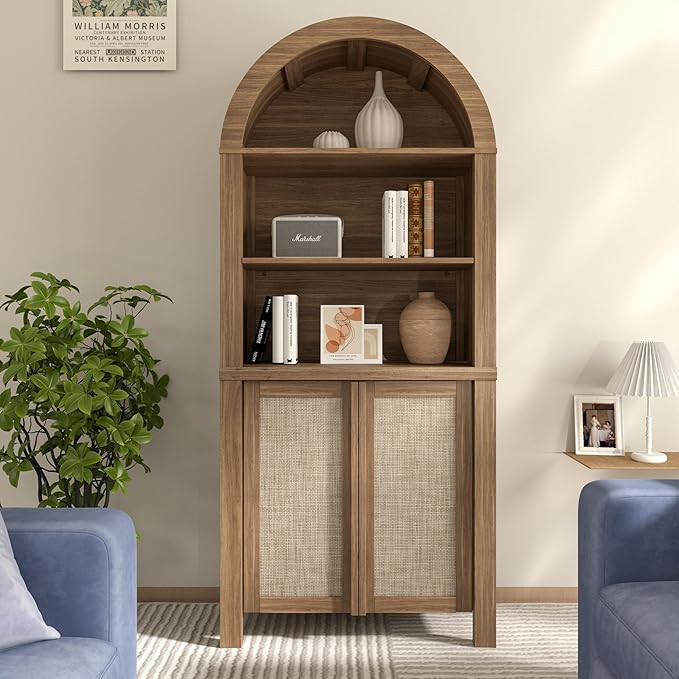 Yechen Arched Bookcase, 70.5" Tall Bookcase with Storage, Mid-Century Modern 5 Tier Bookshelves w... | Amazon (US)