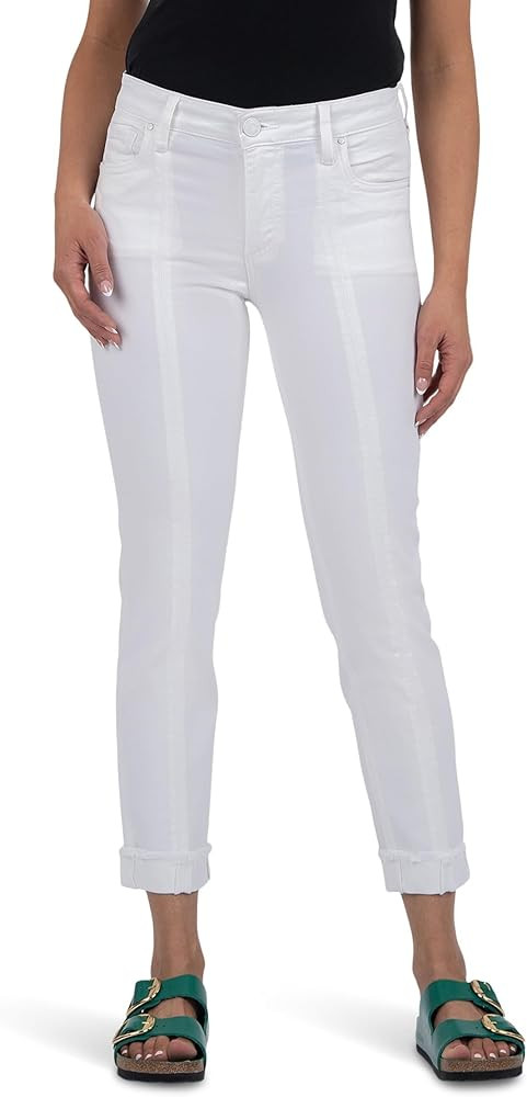 KUT from the Kloth Women's Amy Crop Straight Leg Roll Up Fray Princess Seam | Amazon (US)