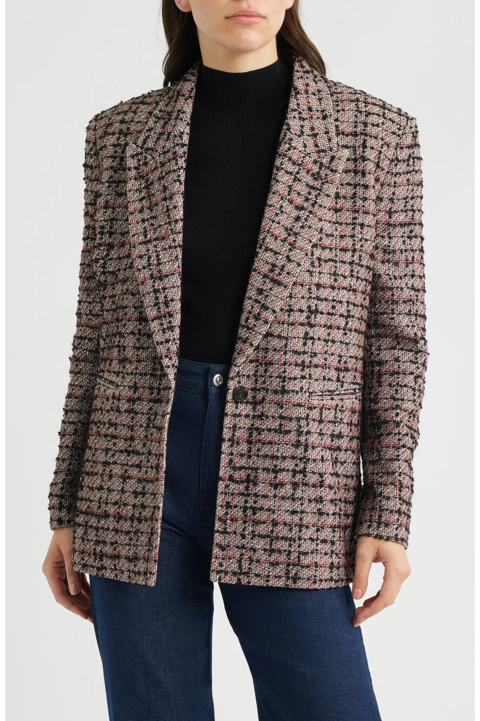 Jovanamia One-Button Tweed Blazer (Women) | Nordstrom | Nordstrom