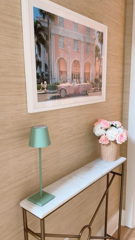 Adding this peel and stick faux grasscloth wallpaper to our home in unexpected spaces has been so fun 😍the wallpaper is from Society Social in color wheat but comes in many pretty colors! The art is from gray Malin. 

Home Reno // home decor // spring decor // Palm beach style // grand millennial home // coastal grandmother design 

#LTKVideo #LTKSeasonal #LTKhome