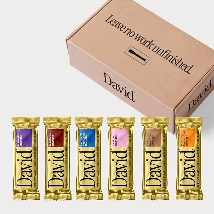 David, Protein Bar, Variety Pack, Pack of 6 Protein Bars | 28g of Protein | 150 Calories | 0g of ... | Amazon (US)