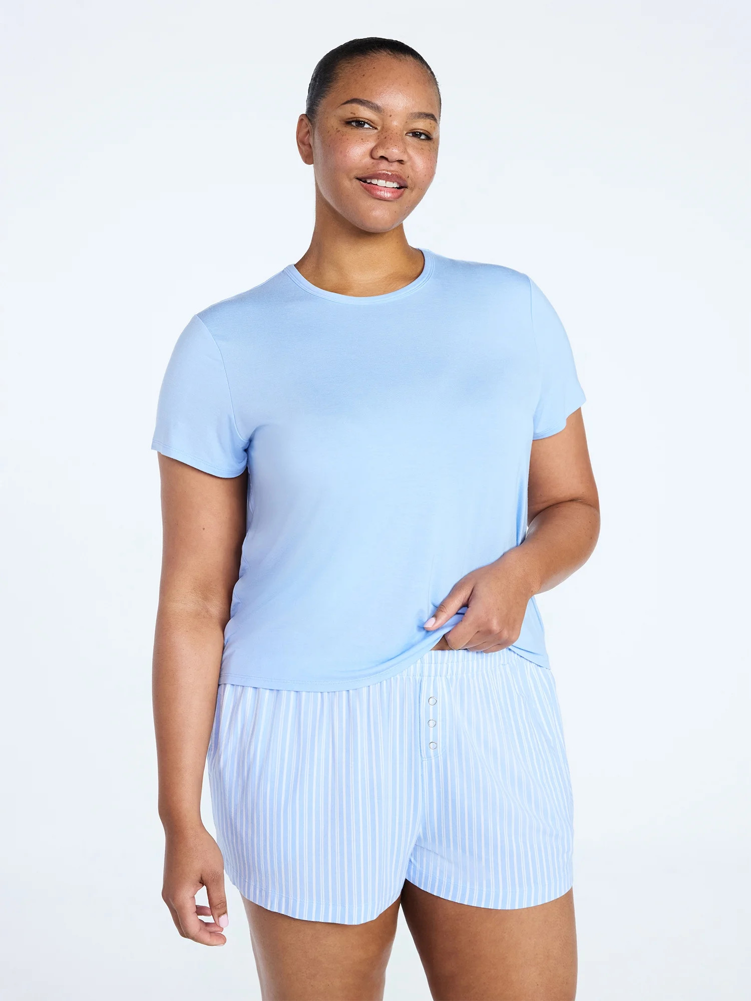 Joyspun Women’s Scoop Neck Sleepwear Modal Tee with Short Sleeves, Sizes S-3X | Walmart (US)