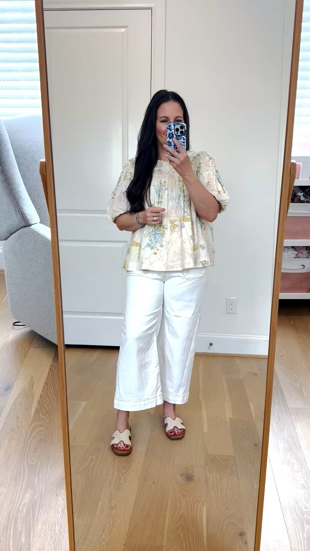 These Anthropologie Colette Whipstitch High-Rise Wide-Leg Cropped Jeans are a staple for effortless summer outfits and vacation outfits. The flattering high-rise fit and cropped wide-leg silhouette pair perfectly with this beige floral top and sandals for an elevated casual look. Whether you’re heading on vacation, brunch with friends, or running errands, this outfit is comfortable, chic, and easy to recreate all season long. ☀️🤍

summer outfits • vacation outfits • beige floral top • sandals • wide leg jeans • cropped jeans • casual chic style • mom style • elevated everyday outfit

#LTKPetite #LTKSeasonal #LTKootd