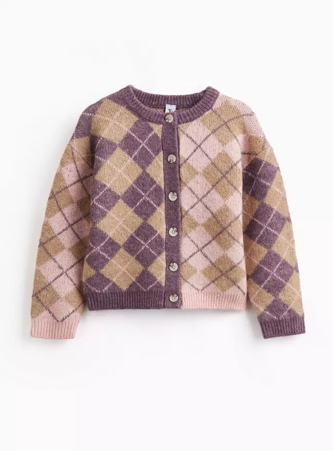 Buy Pink Argyle Print Knitted Cardigan 4-5 years | Jumpers and cardigans | Tu | Tu Clothing