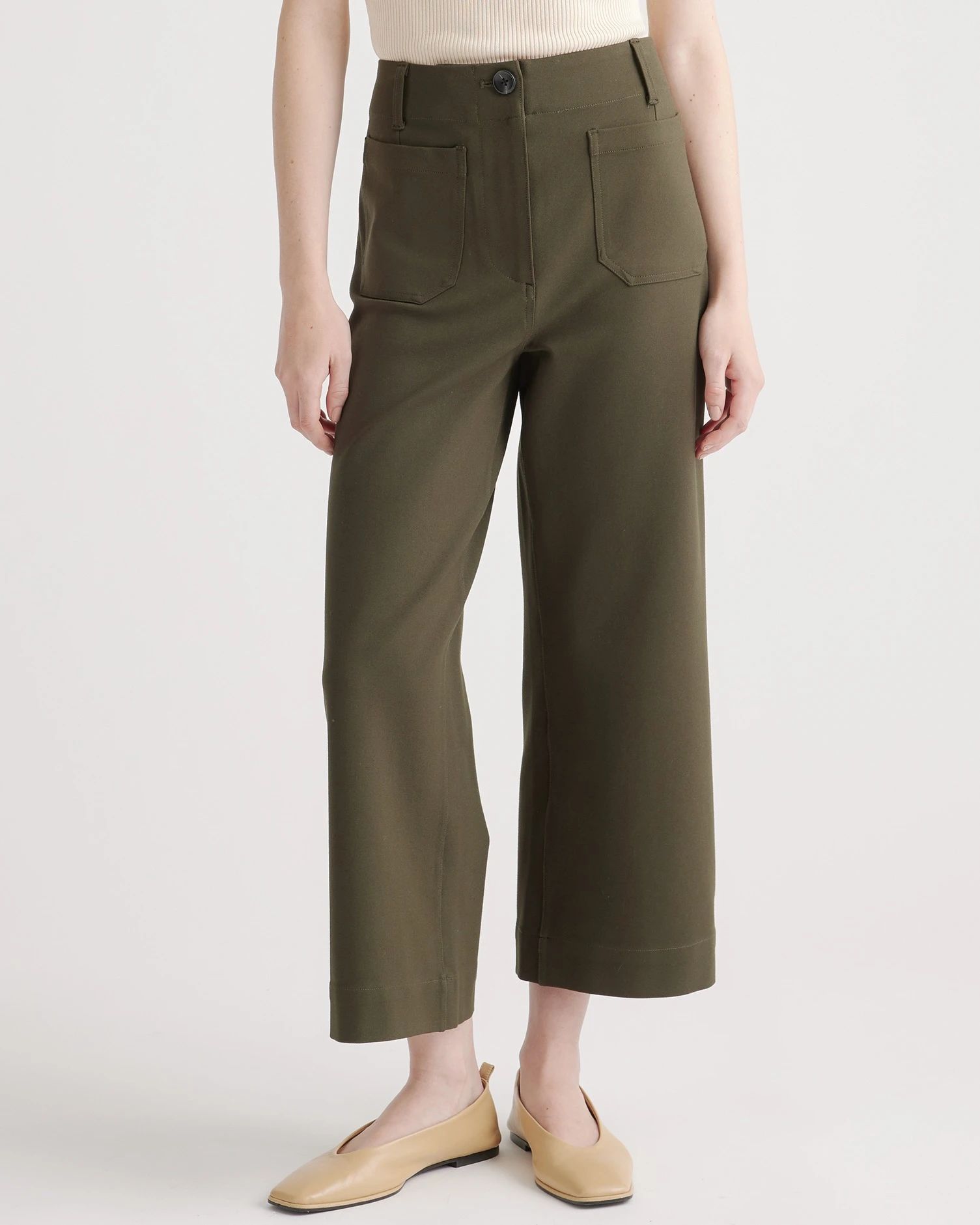 Ultra-Stretch Ponte Cropped Wide Leg Pant | Quince