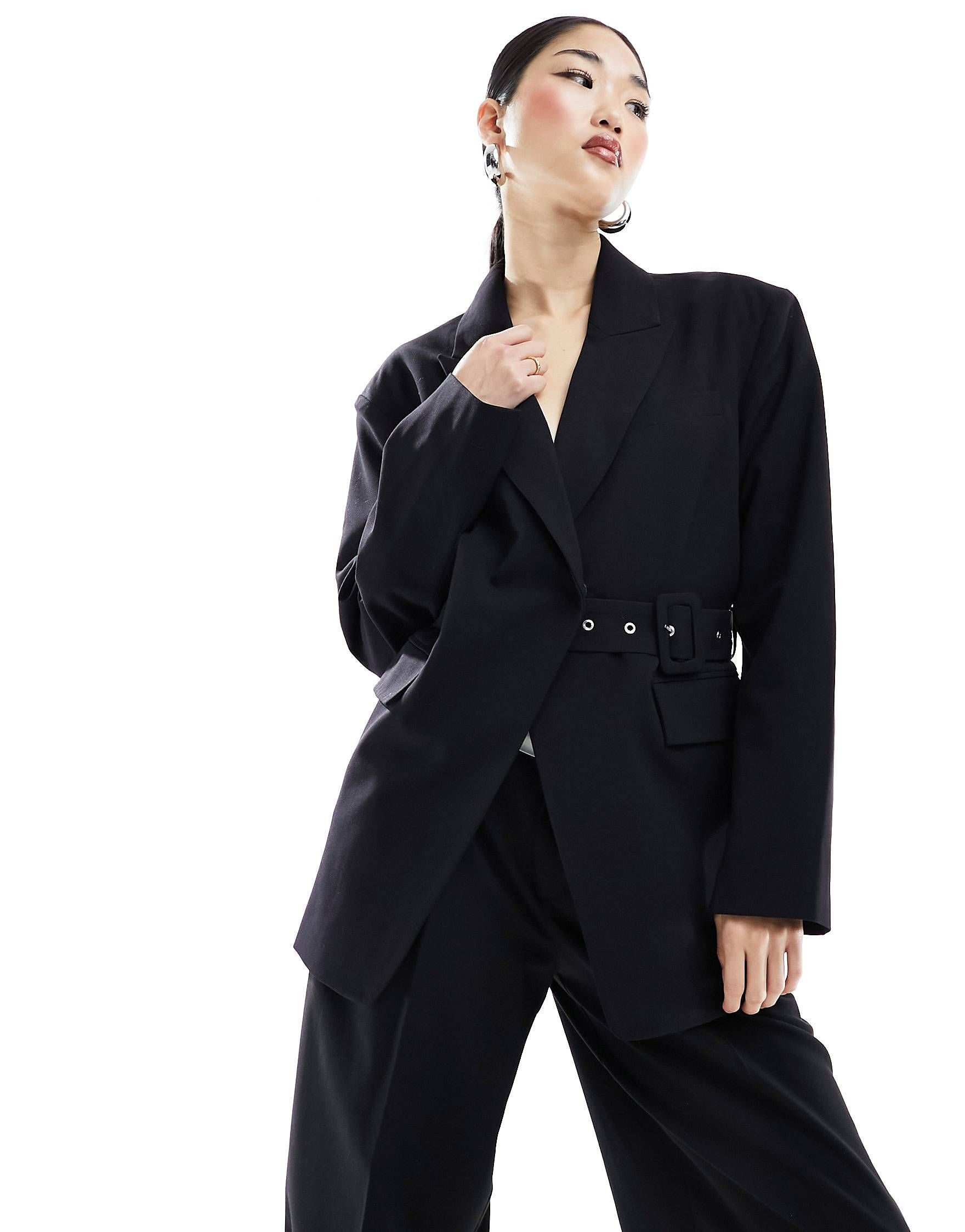 Edited belted tailored blazer in black | ASOS | ASOS (Global)