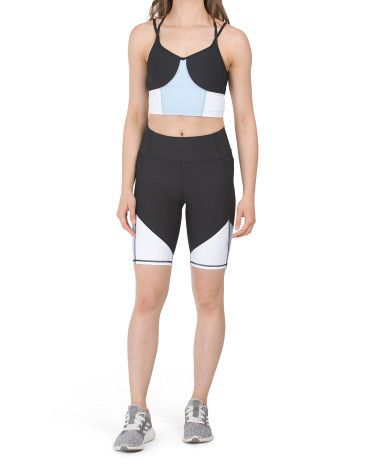 Blocked Strappy Bra And Bike Short Set | TJ Maxx