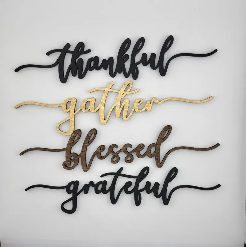 Thanksgiving Table Wood Fall Decor Signs: Thankful, Grateful, Gather, Blessed | Etsy (Global)
