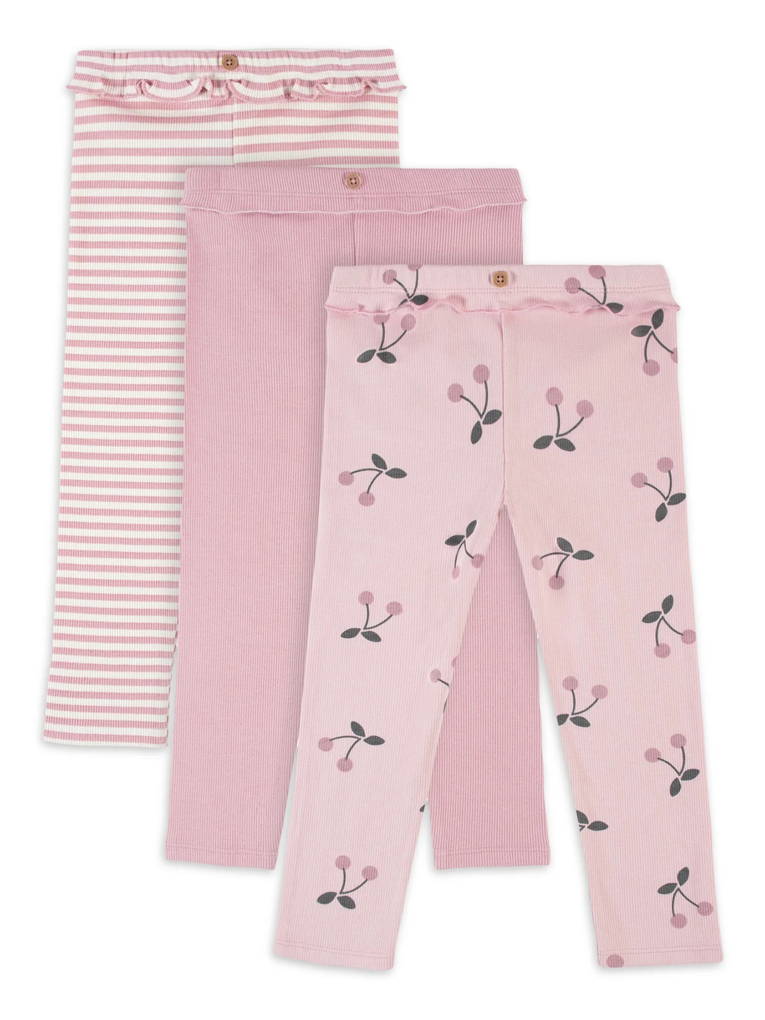 Modern Moments by Gerber Baby and Toddler Girl Ribbed Leggings, 3-Pack, 12M-5T | Walmart (US)