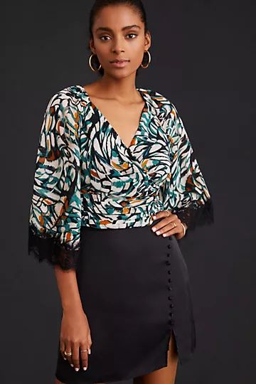 By Anthropologie Flutter-Sleeve Wrap Top | Anthropologie (US)
