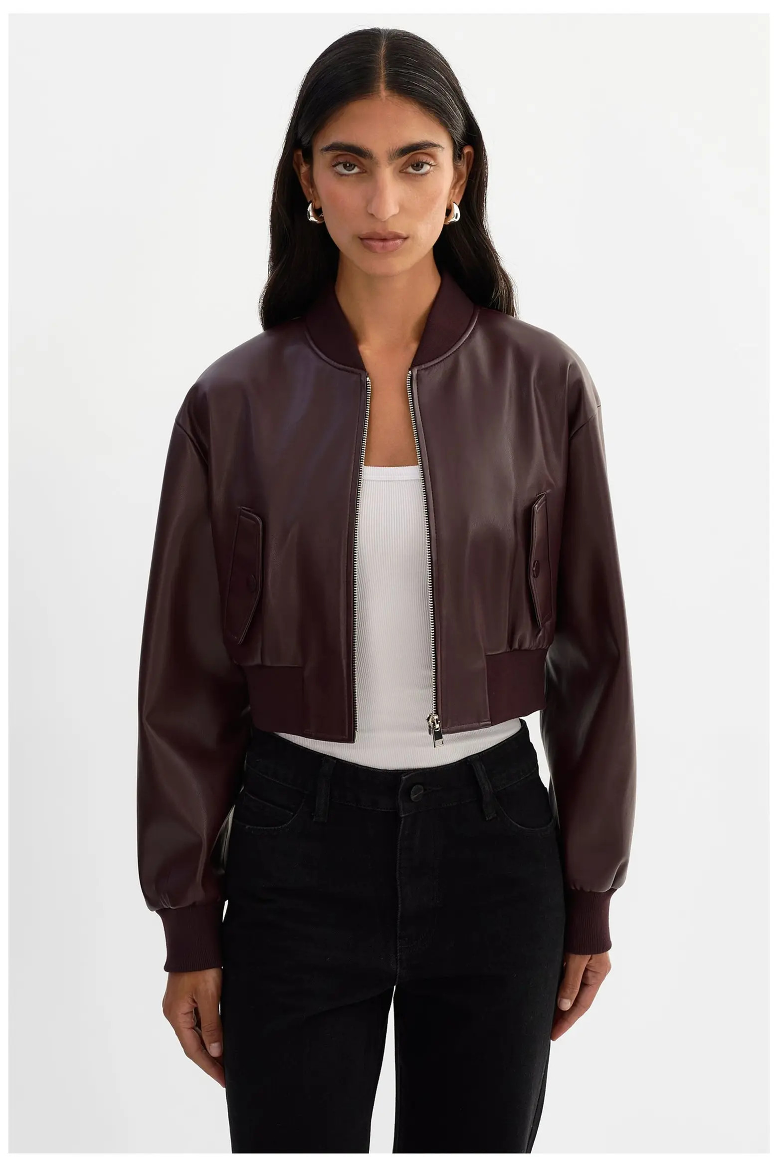 LAMARQUE EVELIN | Cropped Faux Leather Bomber Jacket (Women) | Nordstrom | Nordstrom